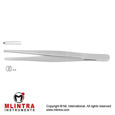 Fine Pattern Dissecting Forceps 1 x 2 Teeth Stainless Steel, 13 cm - 5"